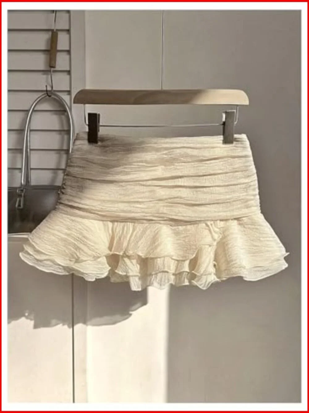 Low Rise Mini Skirt with Ruffle Tiered Design and Built-in Shorts - Picture 2 of 6